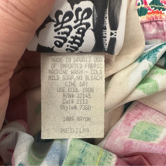 Vintage Hilo Hattie 2-Pc Top Blouse Short Womens Medium Vibrant Floral Hawaiian - Picture 15 of 16